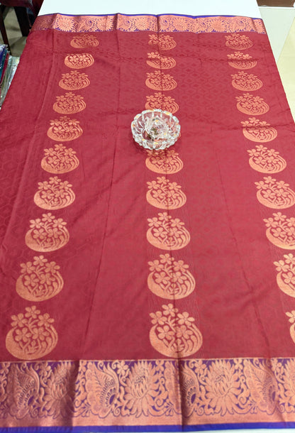 Butti Embossed Soft Silk Saree with Rich Pallu and Matching Blouse – Festive & Wedding Wear for Women