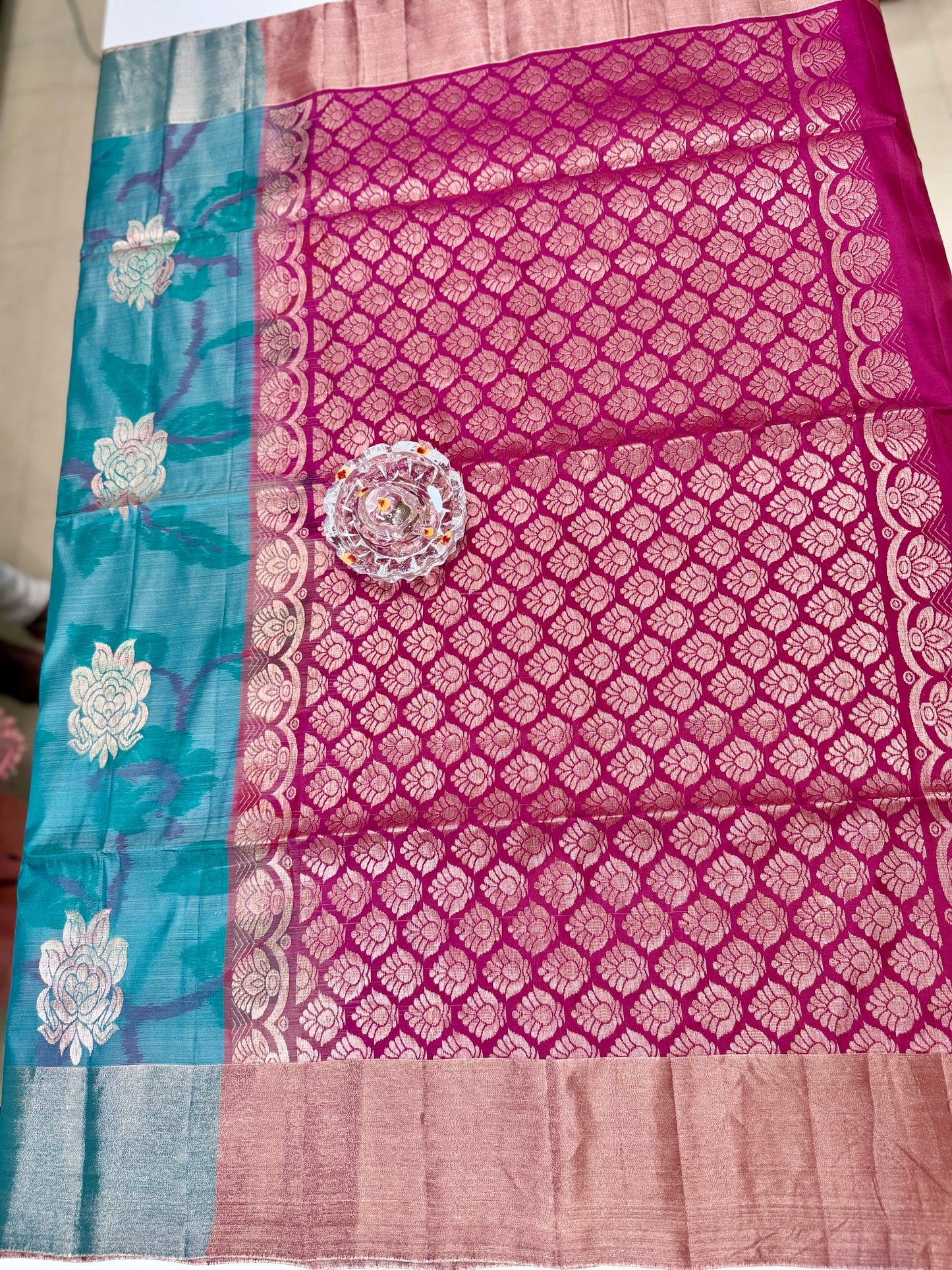 Pochampalli Printed Silk Saree with Satin Border and Blouse – Powerloom Weave for Women