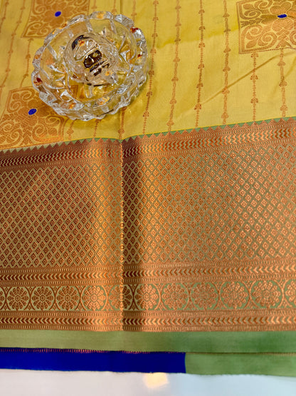 Dharmavaram Silk Saree with Intricate Meena Work and Blouse Piece for Women