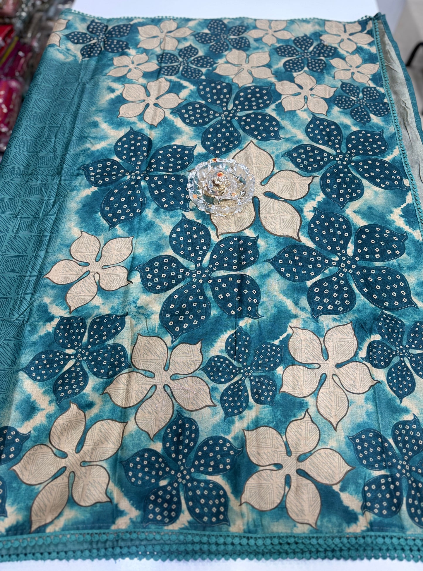 Nilambari Silk Floral Printed Saree with Lace Border