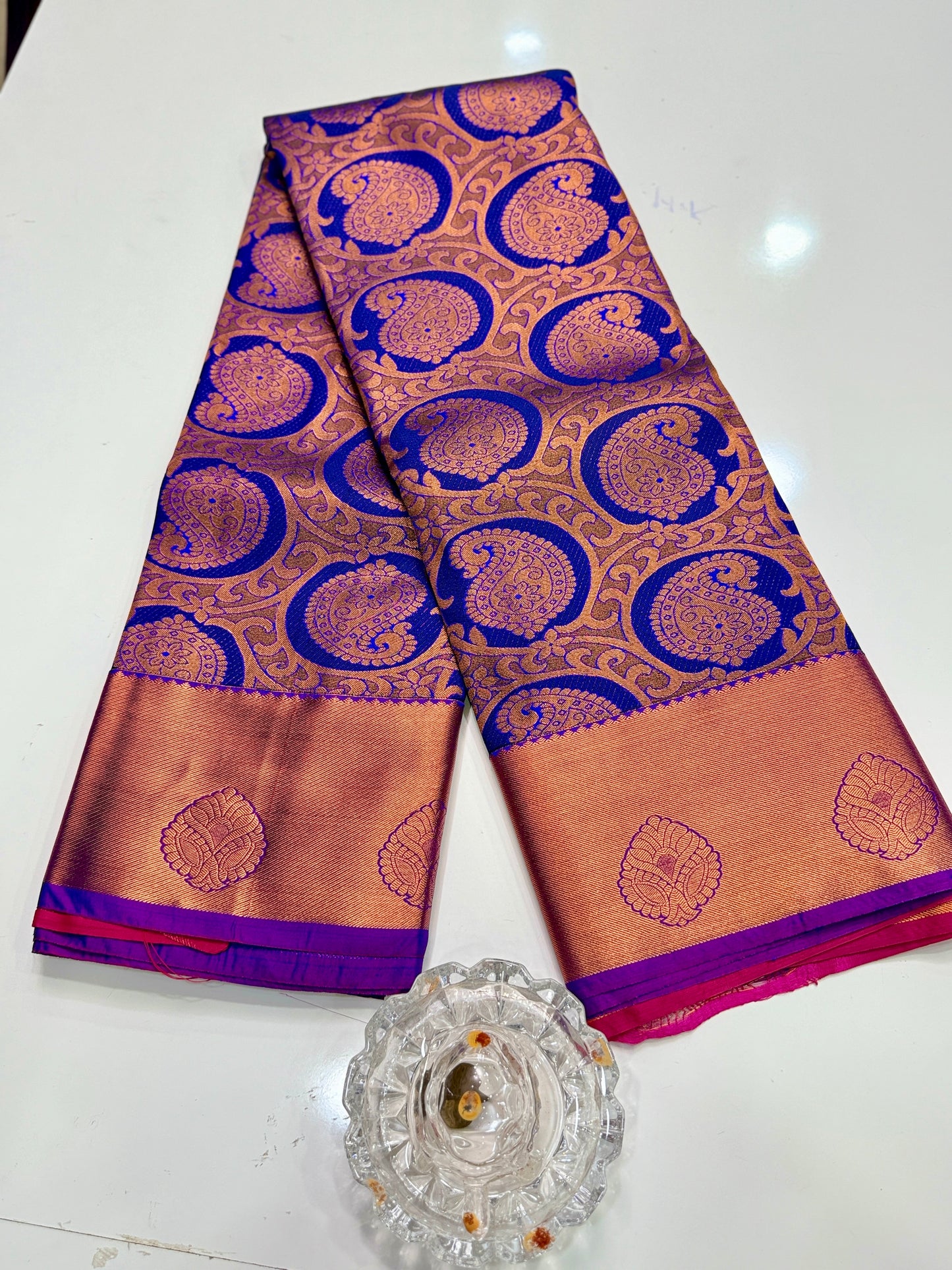 Bridal Kanchipuram Style Silk Saree with Rich Zari Border – Festive Wear