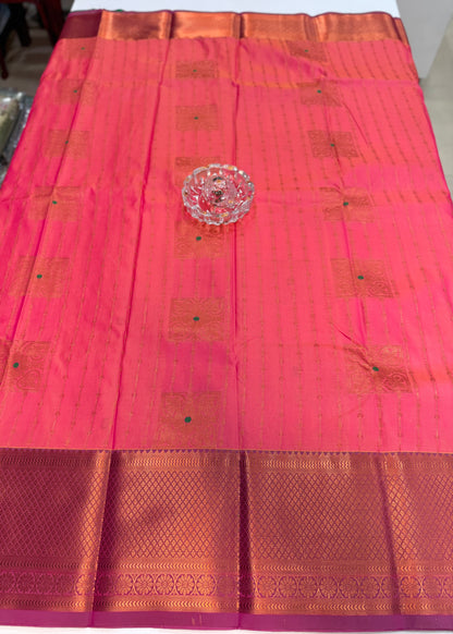 Dharmavaram Silk Saree with Intricate Meena Work and Blouse Piece for Women