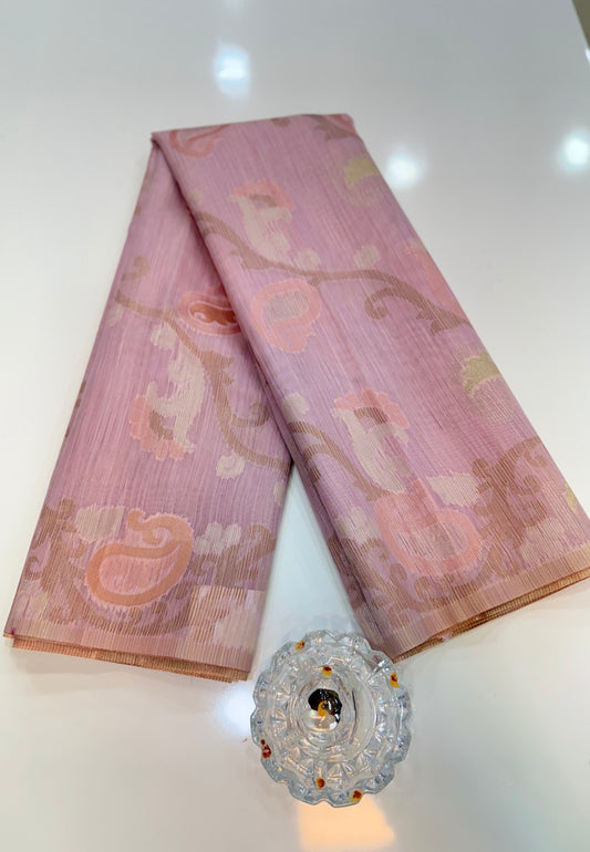 Jamdhani Cotton Saree with Zari Weave and Tassel Pallu – Pastel Festive Wear