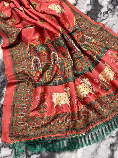 Elegance Redefined: Pichwai Silk Sarees with Tassel Accents