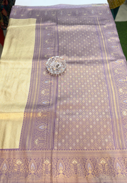 Kanjivaram Soft Silk Saree with Meenakari Weaving, Broad Pattu and Potli Tassels – Wedding Silk Saree for Women