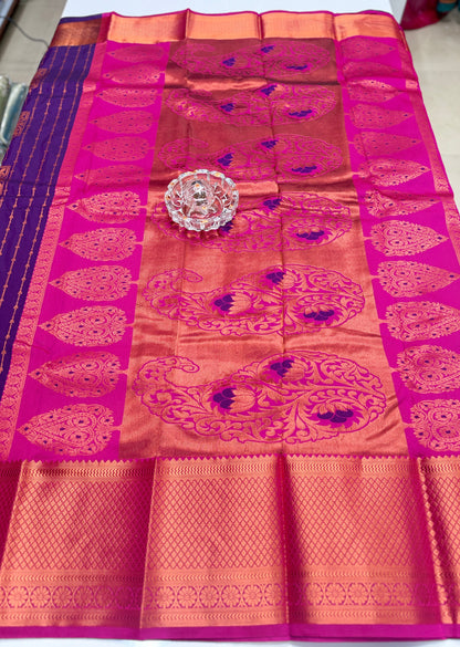 Dharmavaram Silk Saree with Intricate Meena Work and Blouse Piece for Women
