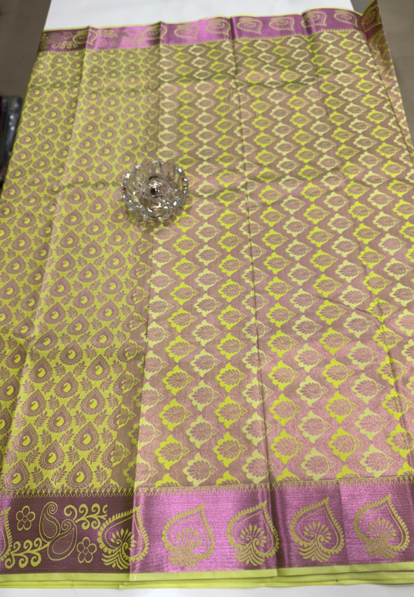 Bridal Soft Silk Saree with Jacquard Weaving & Contrast Border for Women