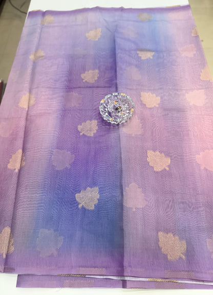 Soft Handloom style Silk Saree with Zari Leaf Weaving and Gradient Shading – Festive Wear Saree for Women