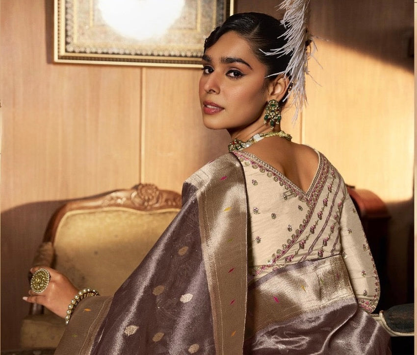 tissue paithani saree with embroidered designer blouse – premium ethnic wear for women