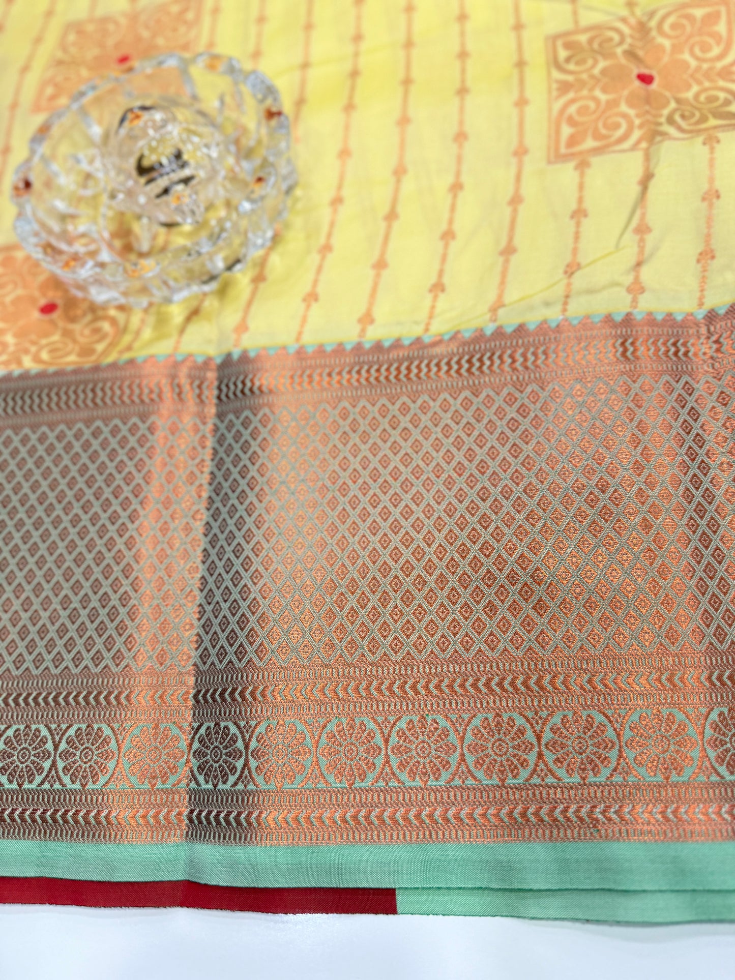 Dharmavaram Silk Saree with Intricate Meena Work and Blouse Piece for Women