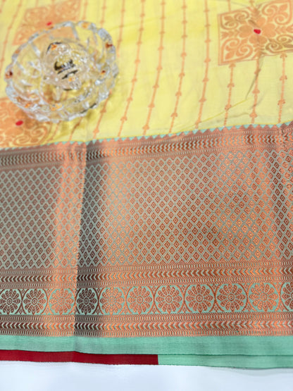 Dharmavaram Silk Saree with Intricate Meena Work and Blouse Piece for Women