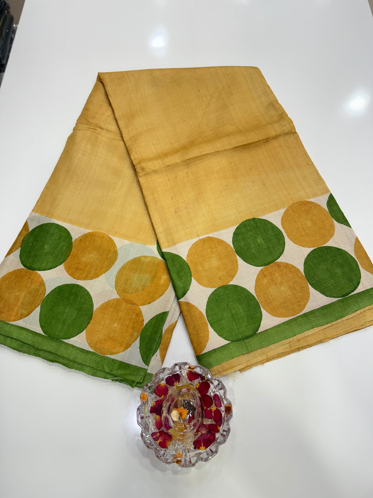 Pure Kosa Tussar Silk Printed Saree with Blouse – Handwoven Chhattisgarh Silk Mark Certified Saree