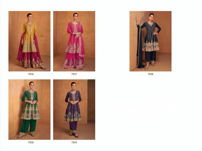 Real Chinon 3-Piece Set with Embroidery Front and Back – Free Size Ethnic Wear for Women