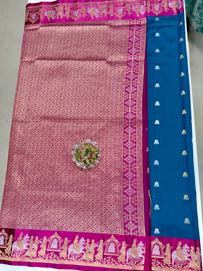 Mashru silk saree with Sindhu Ghaat zari weaving and blouse piece for women
