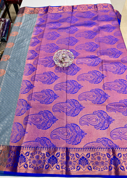 Butti Embossed Soft Silk Saree with Rich Pallu and Matching Blouse – Festive & Wedding Wear for Women