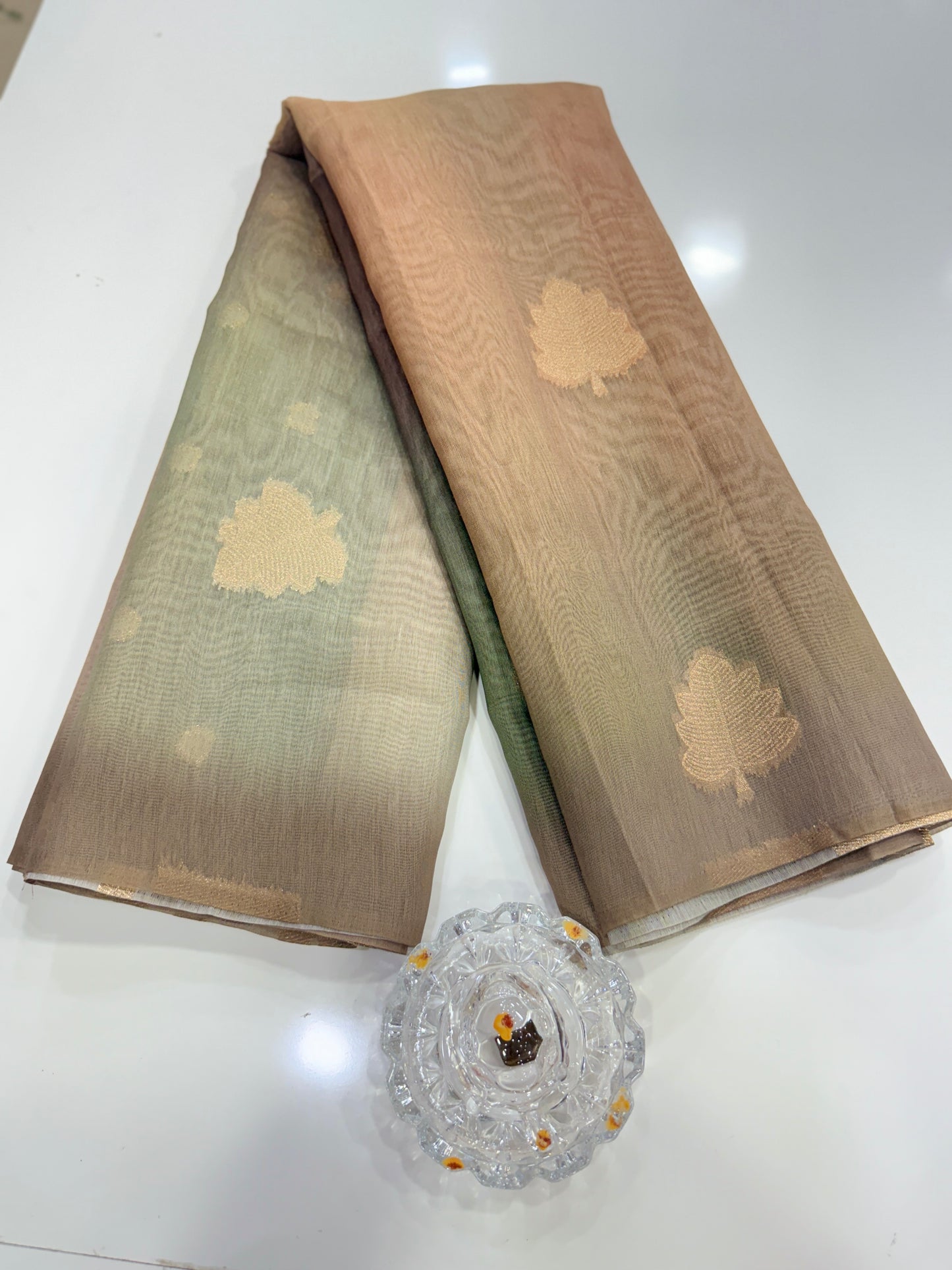 Soft Handloom style Silk Saree with Zari Leaf Weaving and Gradient Shading – Festive Wear Saree for Women