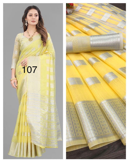 Lustrous Linen Silver Zari