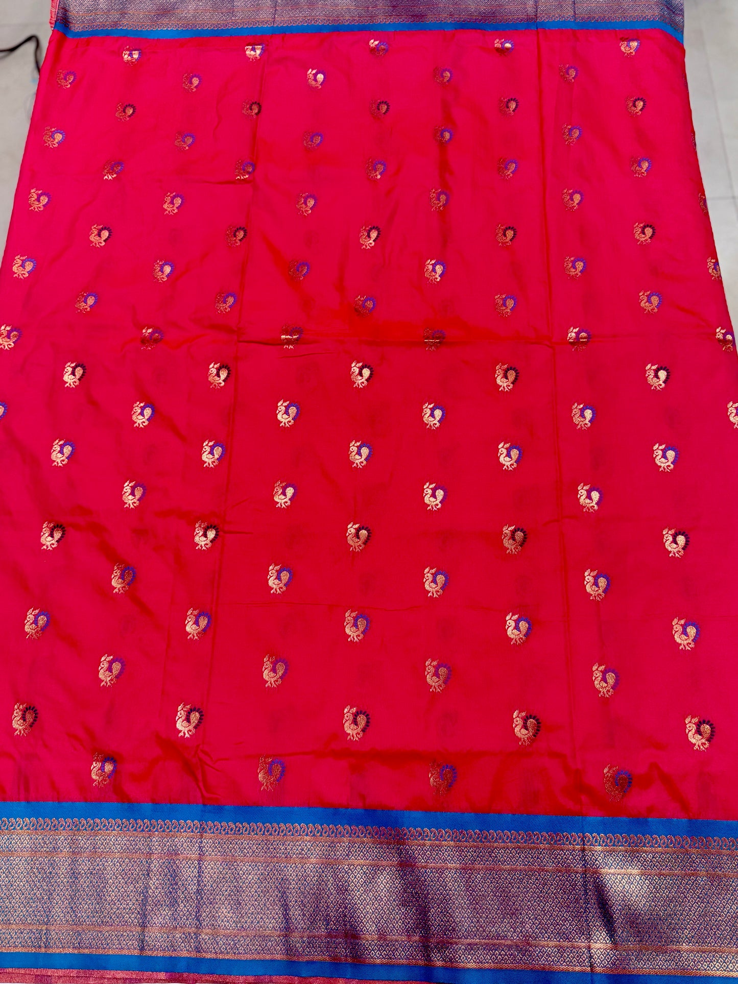 Paithani Soft Silk Saree with Zari Weaving and Contrast Blouse