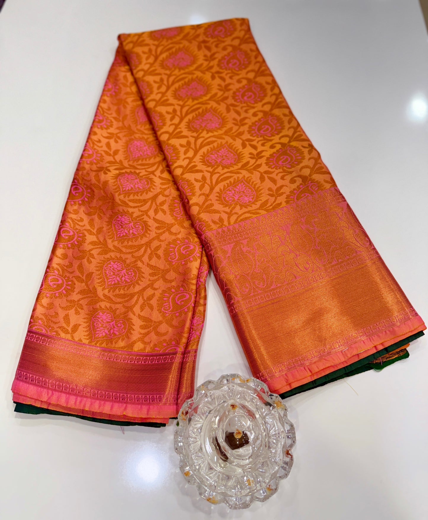 Bridal Soft Silk Saree with Jacquard Weaving & Contrast Border for Women