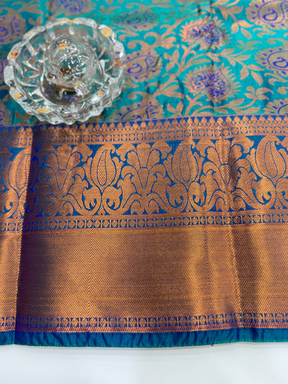 Bridal Soft Silk Saree with Jacquard Weaving & Contrast Border for Women