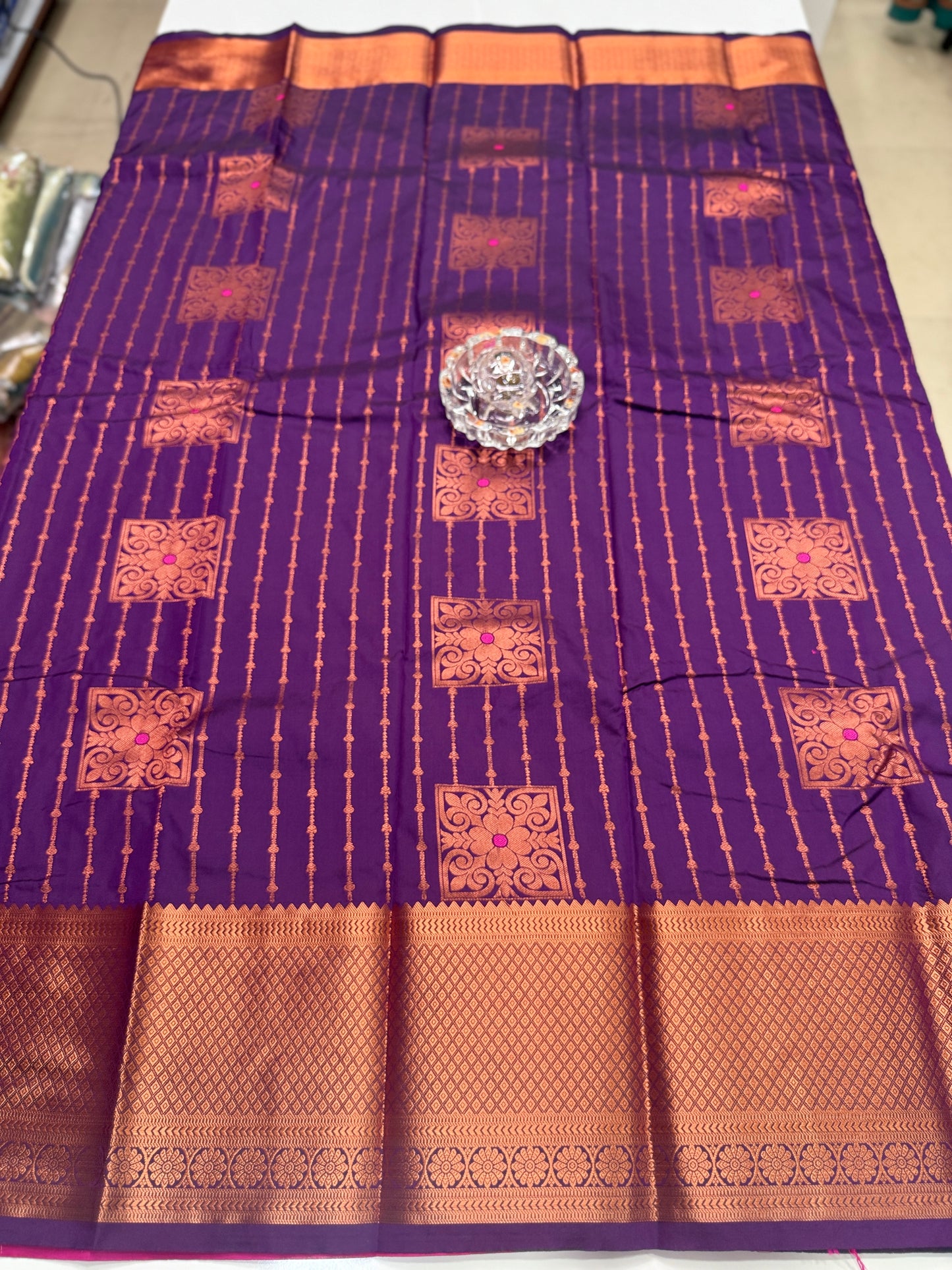Dharmavaram Silk Saree with Intricate Meena Work and Blouse Piece for Women