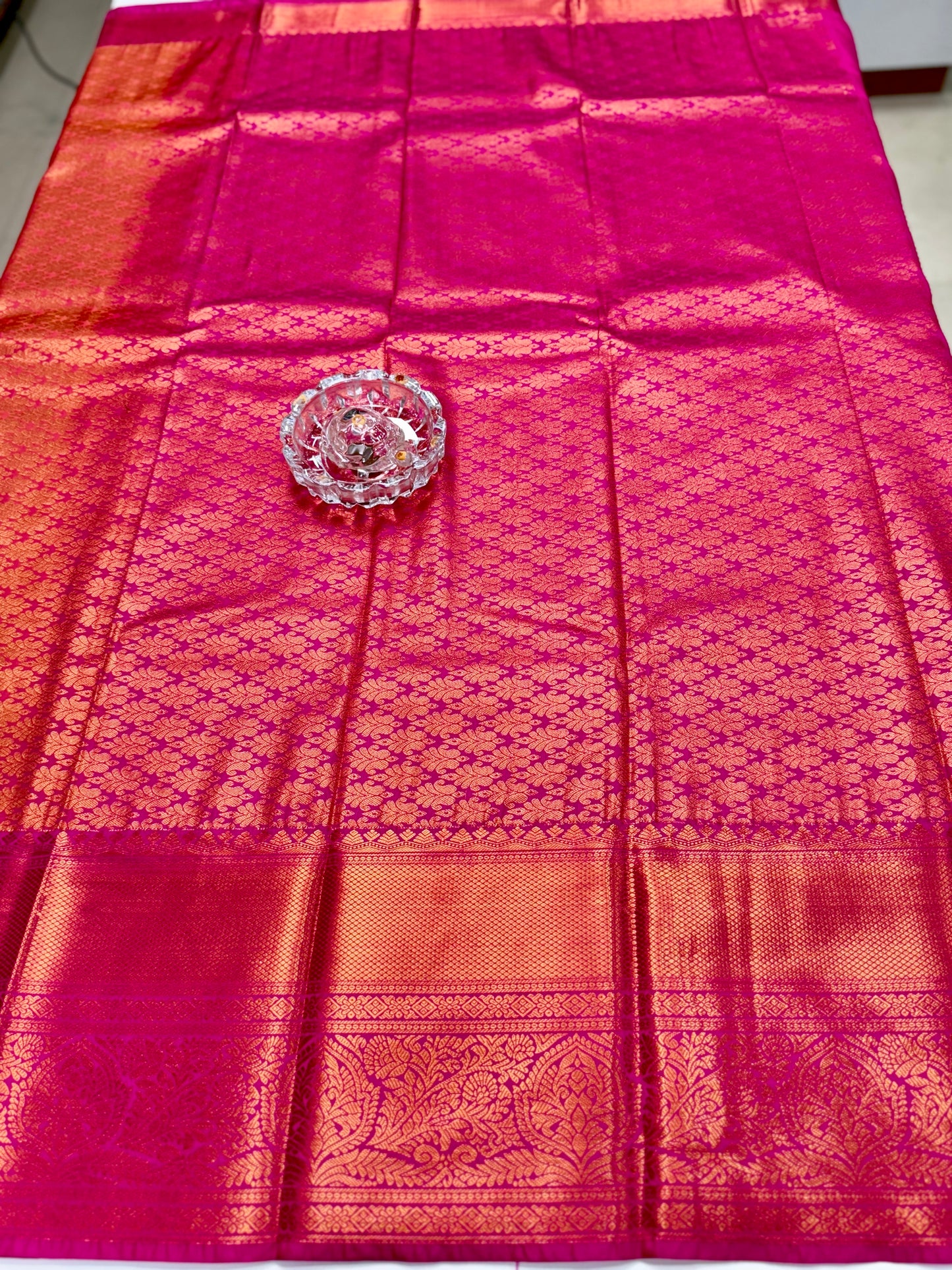 Bridal Kanchipuram Style Silk Saree with Rich Zari Border – Festive Wear