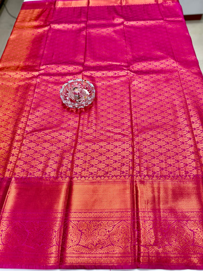Bridal Kanchipuram Style Silk Saree with Rich Zari Border – Festive Wear