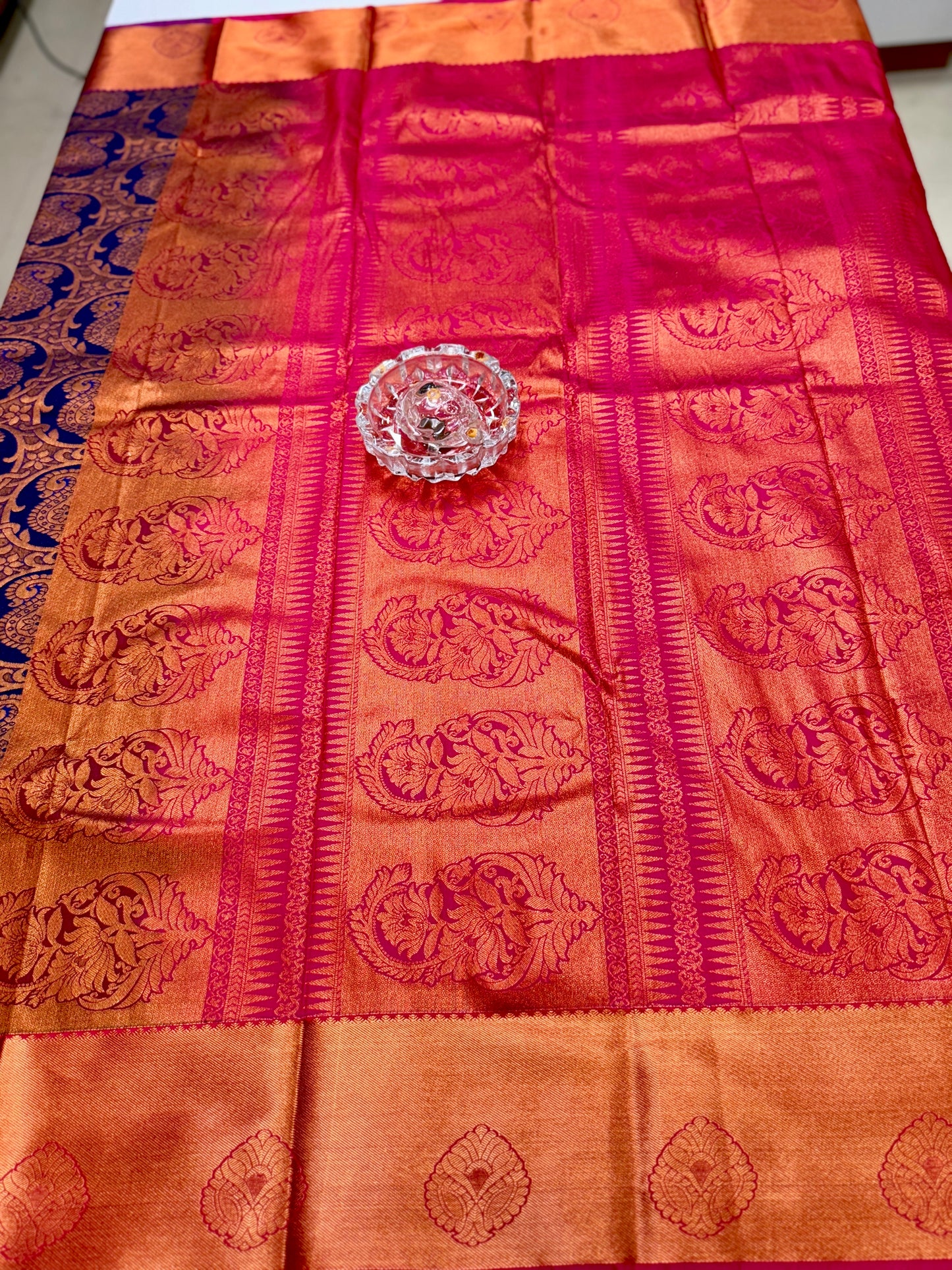 Bridal Kanchipuram Style Silk Saree with Rich Zari Border – Festive Wear