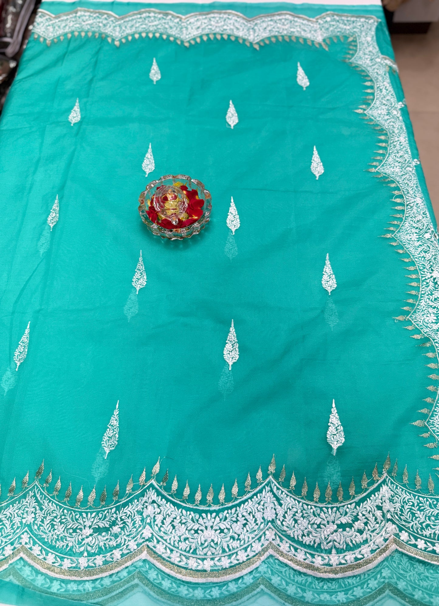Banarasi Semi Organza Soft Saree with Embroidery Border and Blouse Design – Festive Wear