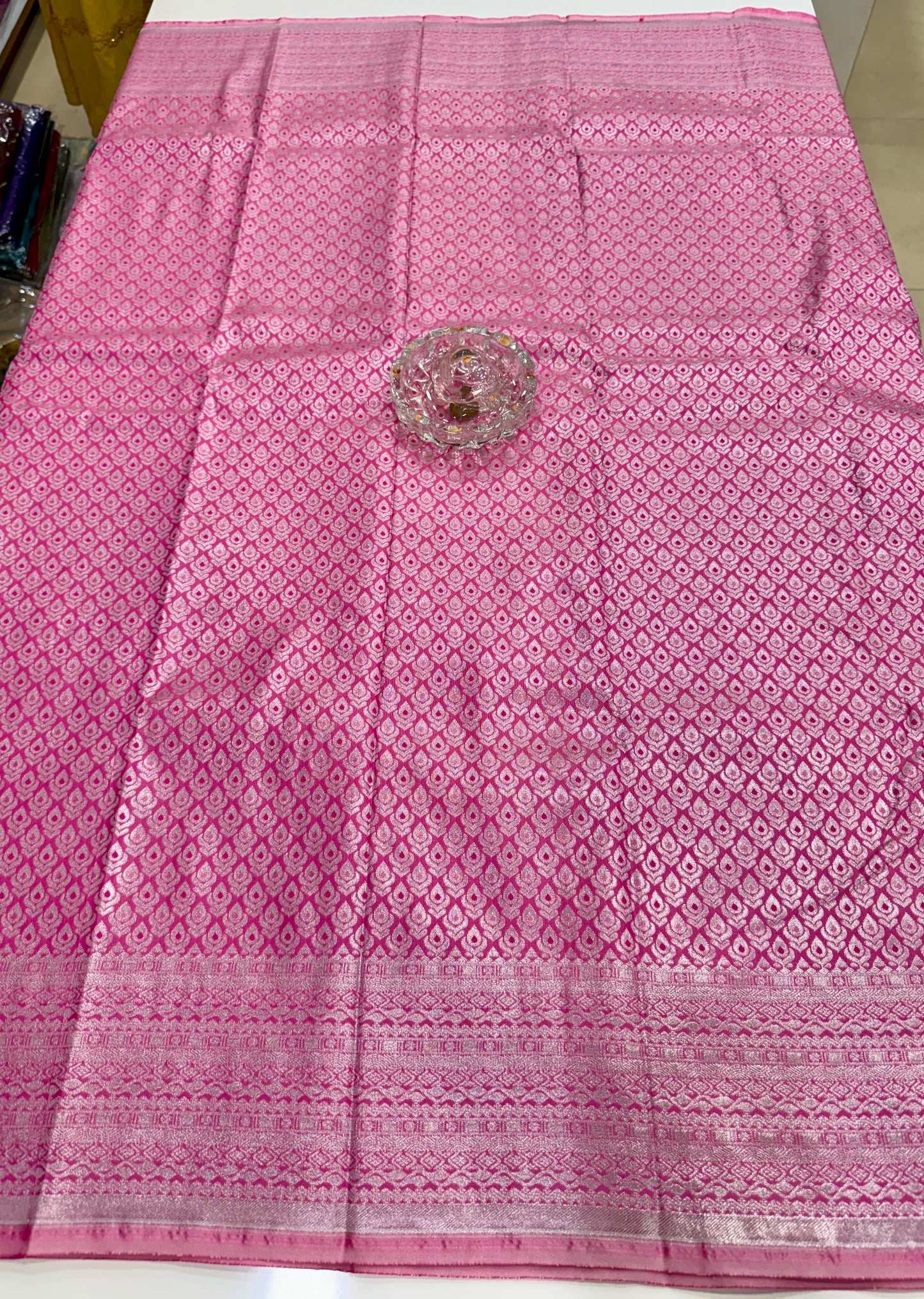 Bridal Soft Silk Saree with Jacquard Weaving & Contrast Border for Women