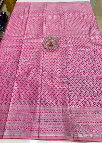 Bridal Soft Silk Saree with Jacquard Weaving & Contrast Border for Women