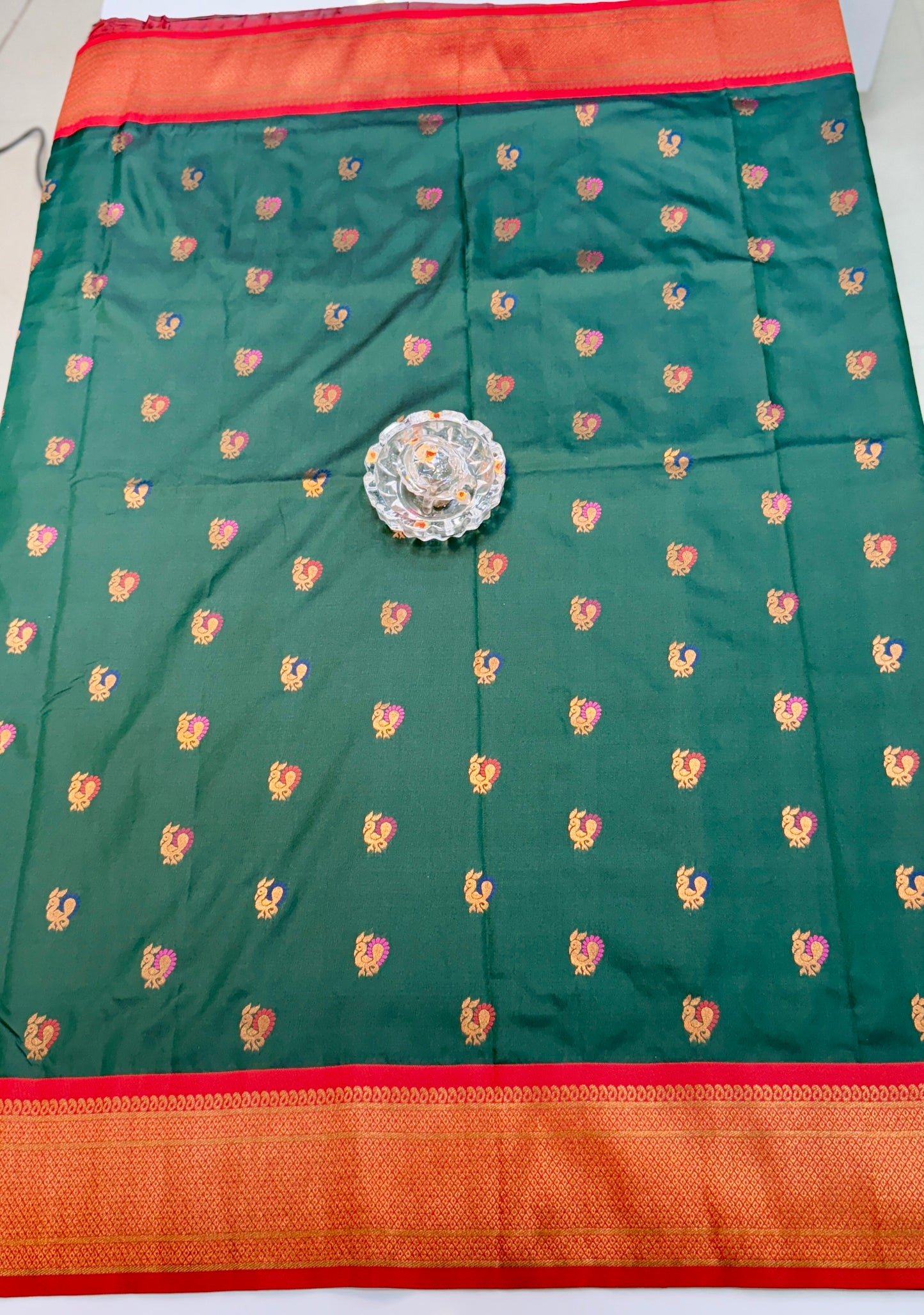 Paithani Soft Silk Saree with Zari Weaving and Contrast Blouse