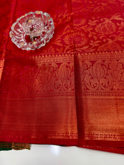 Bridal Soft Silk Saree with Jacquard Weaving & Contrast Border for Women