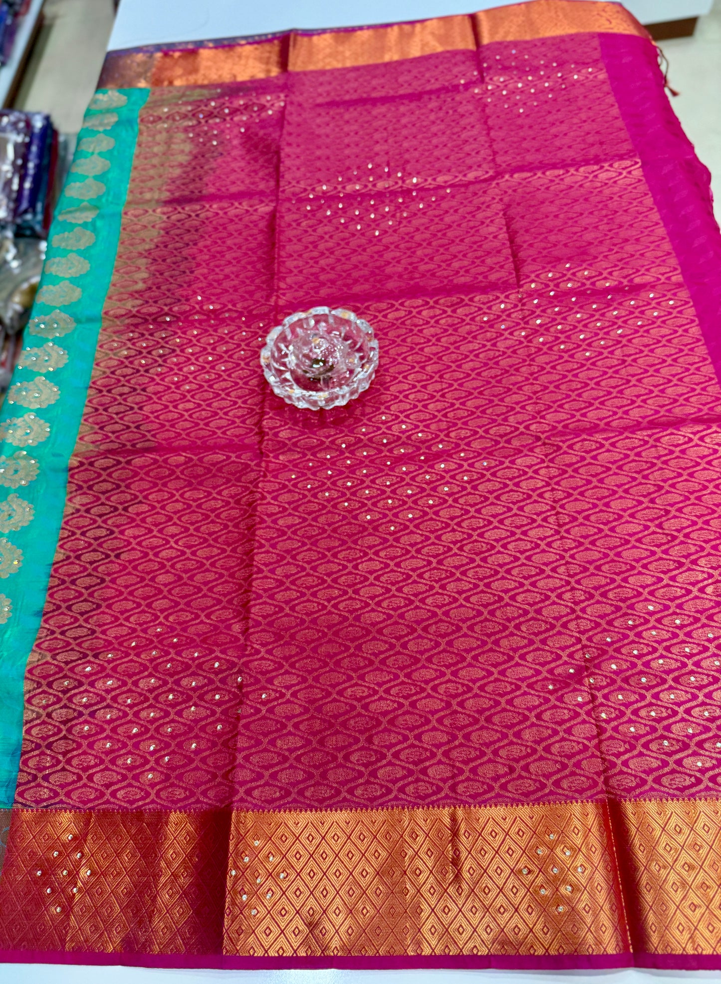 Soft Silk Saree with Cutwork and Stone Embellishments for Women