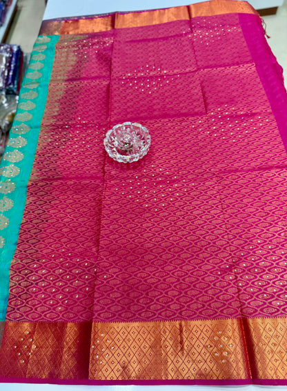 Soft Silk Saree with Cutwork and Stone Embellishments for Women