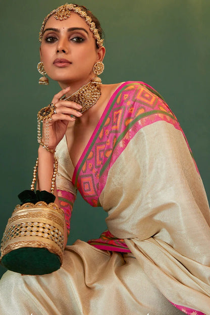Fusion Pochampally Ikkat and Kanjivaram Silk Saree