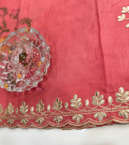 Pure Munga Silk Saree with Fancy Gotta and Embroidery Work – Festive & Wedding Wear