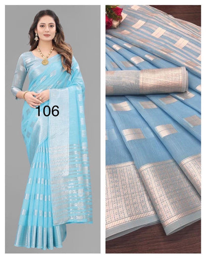 Lustrous Linen Silver Zari