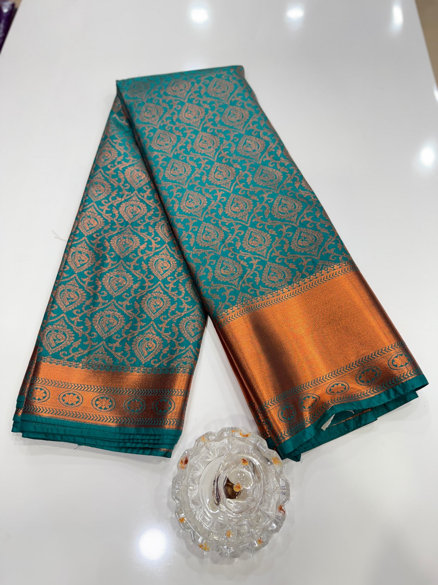 Bridal Soft Silk Saree with Jacquard Weaving & Contrast Border for Women
