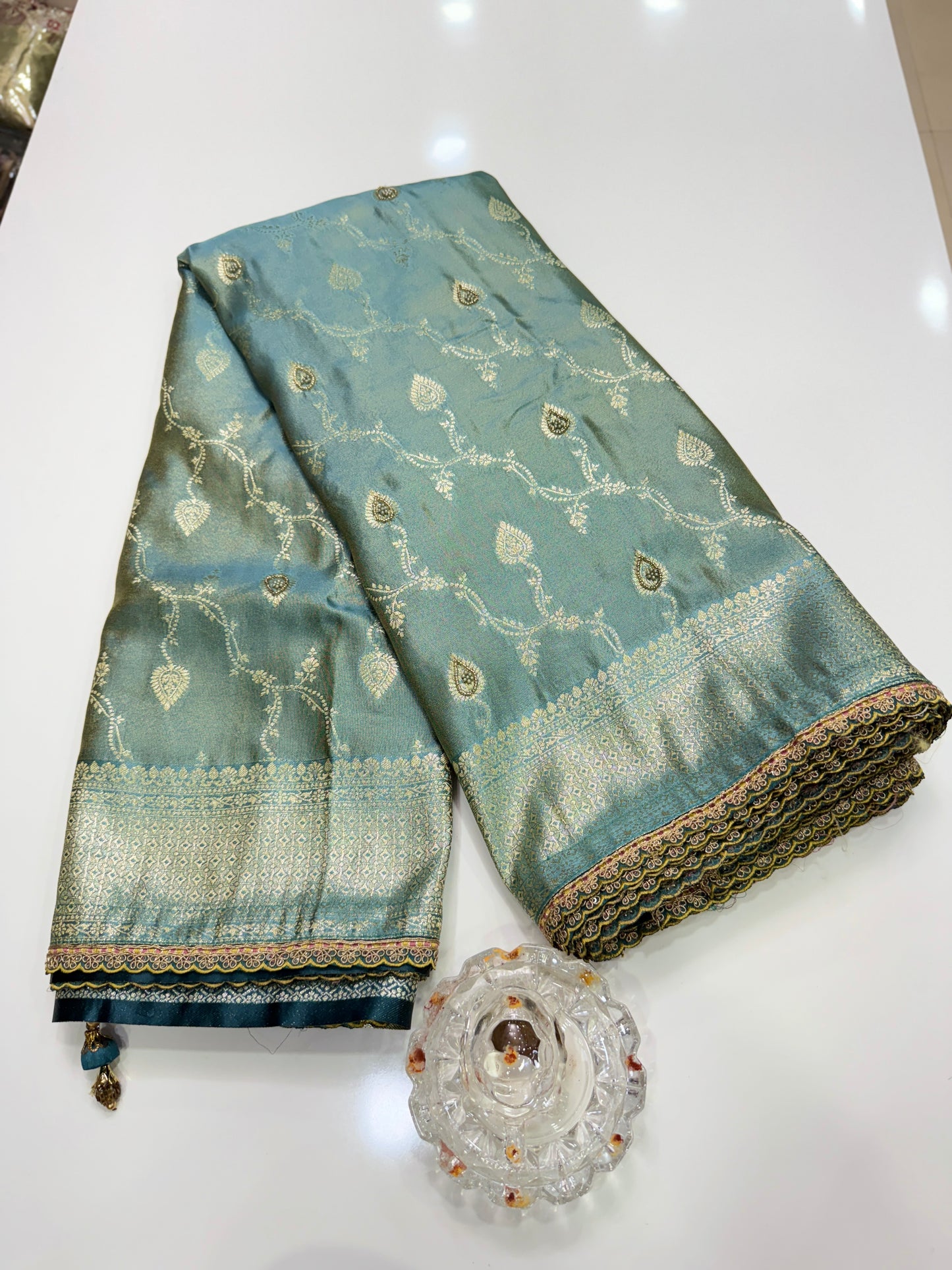 Premium Viscose Silk Saree with Heavy Embroidered Designer Blouse – Wedding and Bridal Wear
