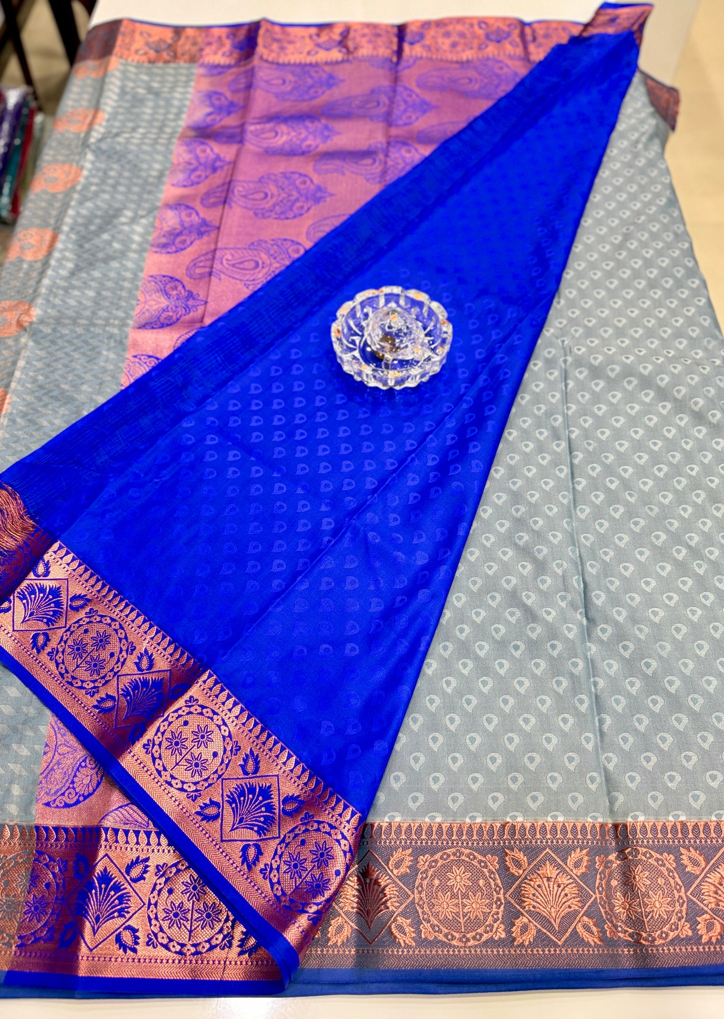 Butti Embossed Soft Silk Saree with Rich Pallu and Matching Blouse – Festive & Wedding Wear for Women