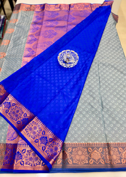 Butti Embossed Soft Silk Saree with Rich Pallu and Matching Blouse – Festive & Wedding Wear for Women