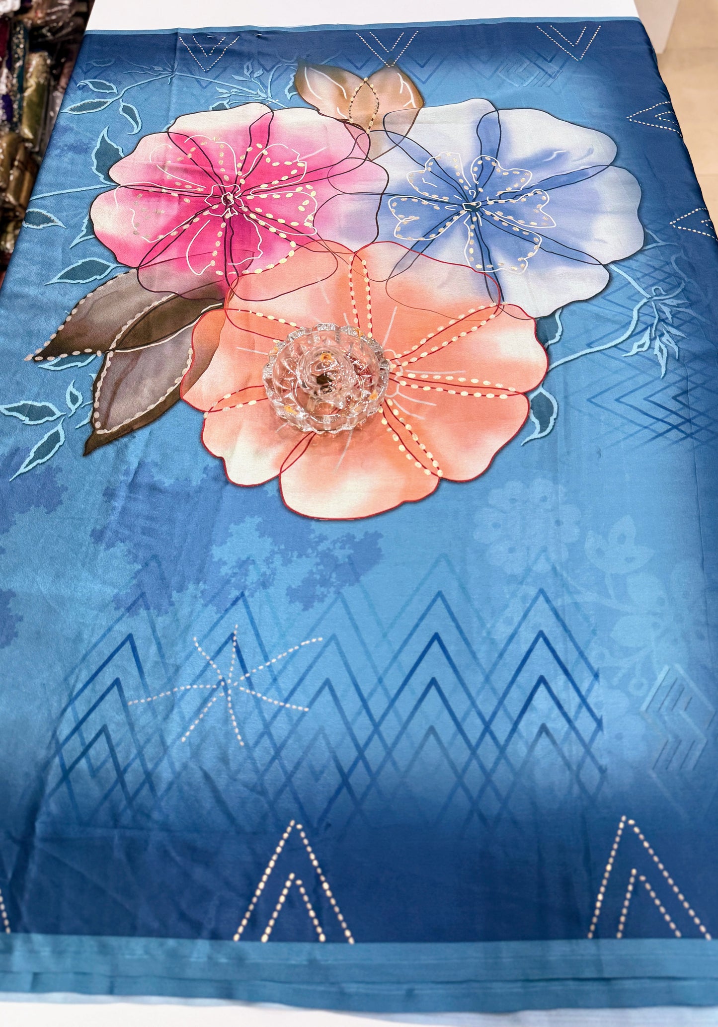 Japan satin saree for women with position print pallu and blouse, soft satin printed saree for festive and casual wear