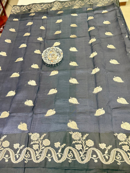 Pure Handloom Banarasi Raw Mango Silk Saree with Kaduwa Resham Zari and Silk Mark Certified Blouse