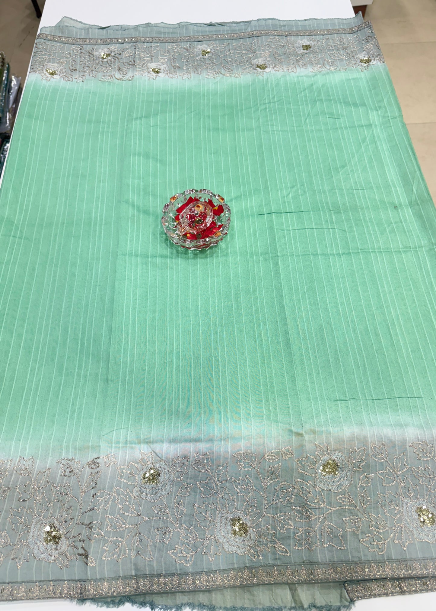 Designer Silk Saree with Embroidery Lace Work, Patchwork and Art Silk Blouse