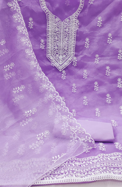 Mystique orchid Organza Dress Material