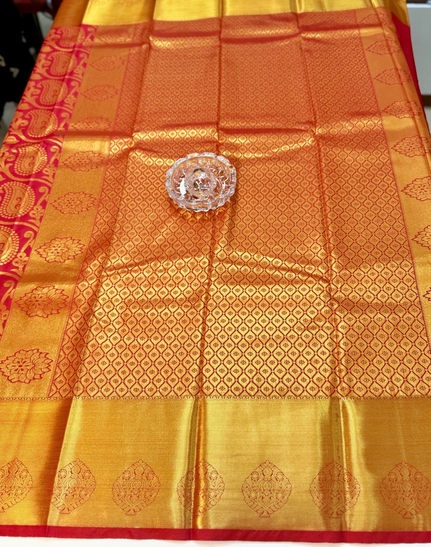 Bridal Kanchipuram Style Silk Saree with Rich Zari Border – Festive Wear