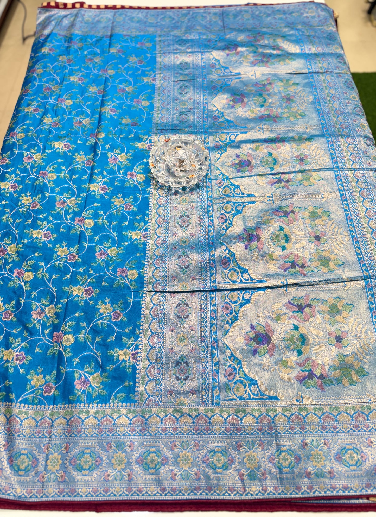 Soft Makhmal Silk Saree with 11-Shade Meenakari Weaving and Grand Pallu – Heritage Wedding Saree for Women