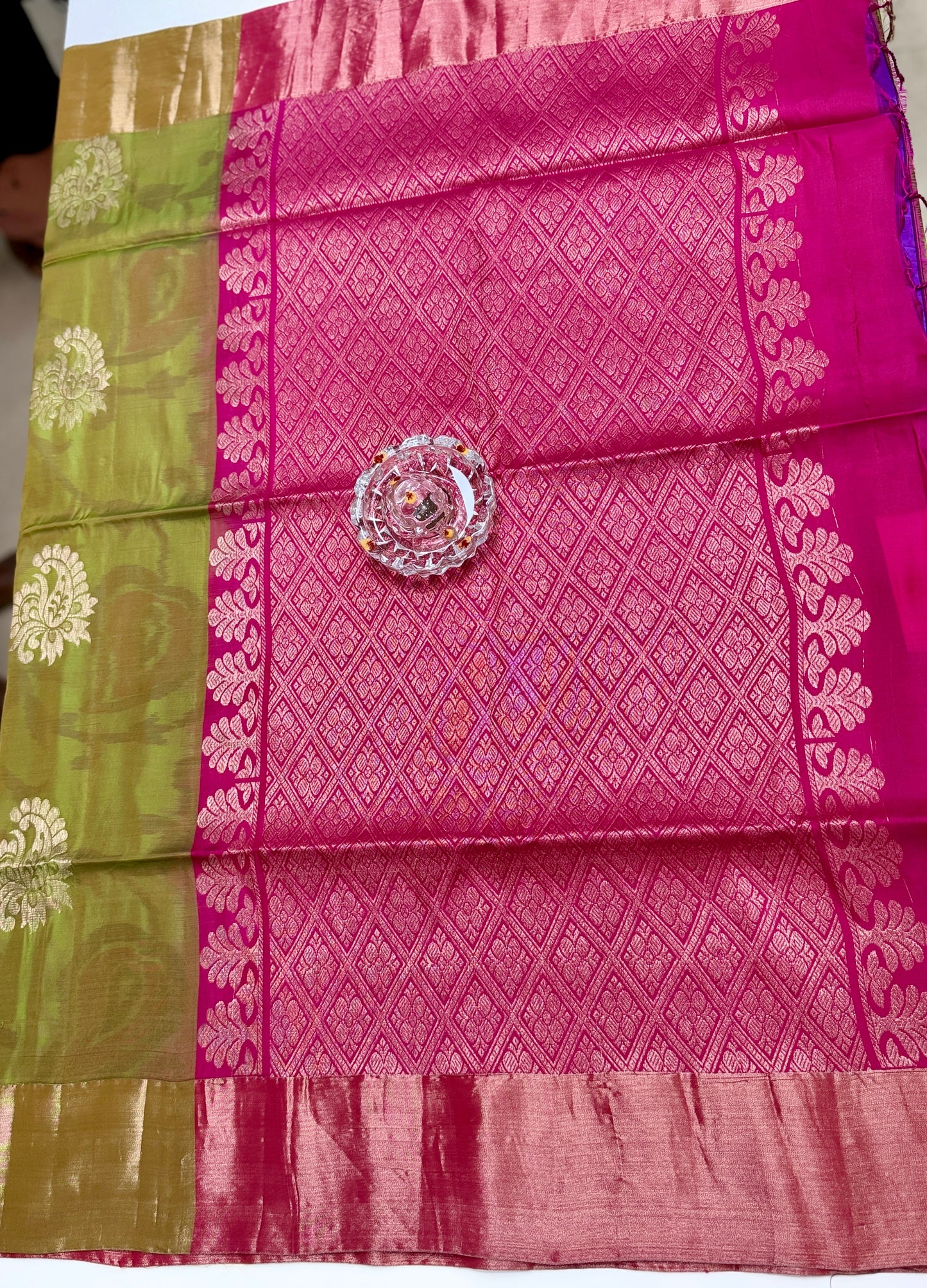 Pochampalli Printed Silk Saree with Satin Border and Blouse – Powerloom Weave for Women