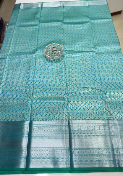 Traditional Kanchipuram Style Silk Saree for Women with Zari Border and Blouse Piece | Power-loom Woven Saree